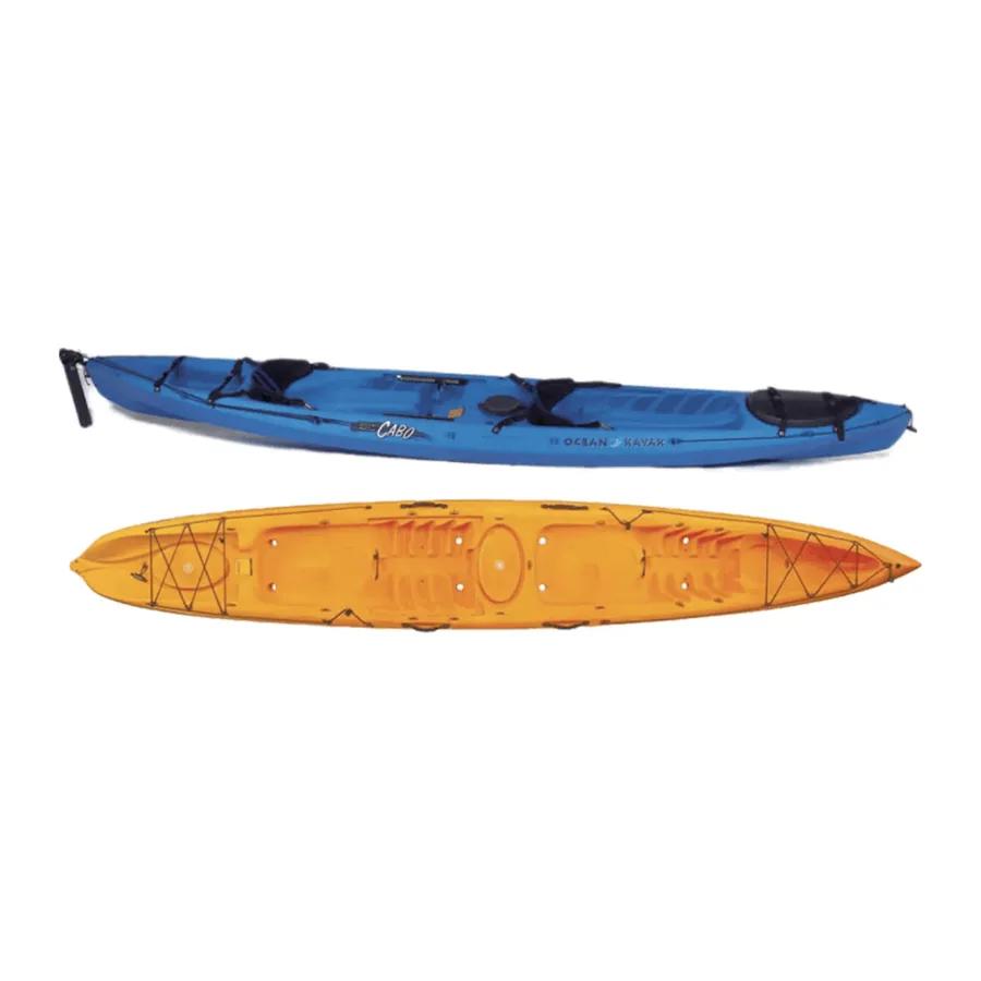 Ocean tandem sit-on-top kayak, ruddered and unruddered
